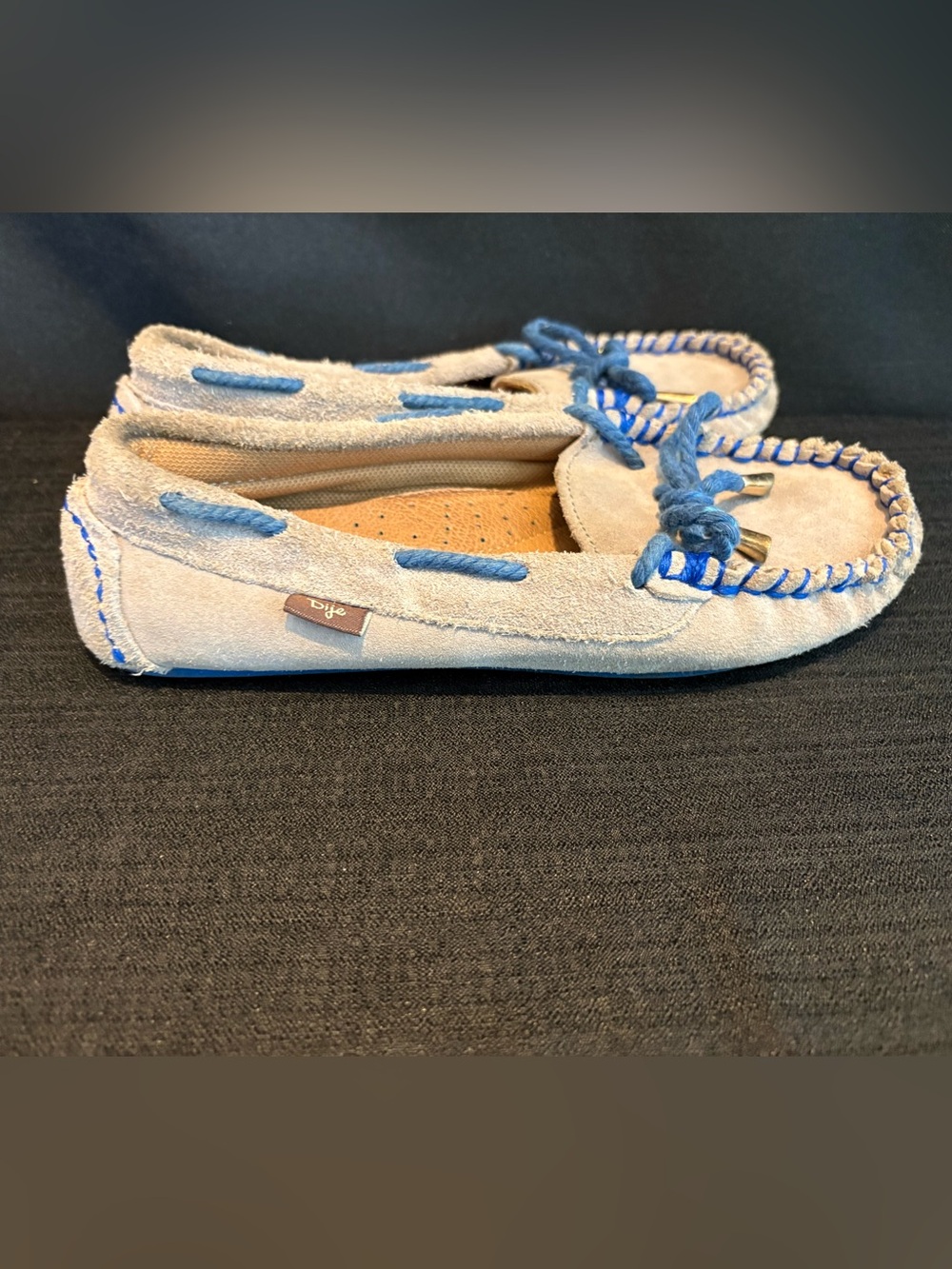 Dije California Women's Brittany Moccasin Gray/ Blue Size- 6 USA